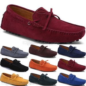 098 New Fashion mens Scarpe casual in pelle Stile britannico primavera Coppia Genuine Peas Scrub uomo Drive Lazy man copriscarpe outdoor comodo traspirante nero giallo