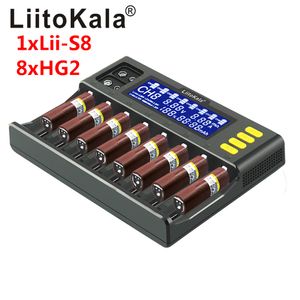 LiitoKala Lii-S8 Batteriladdare Li-ion 3.7V1.2V Li-FePO4 3.2V IMR 3.8V laddare + 18650 3000mah HG2 + 18650 3400mAh NCR18650B