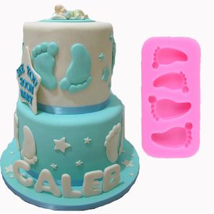 Baby fottryck silikonform f￶r diy fondant m￶gel godis som g￶r chokladdesserter tv￥l kex gips harts cupcake topper kakedekor m￶gel 1222261