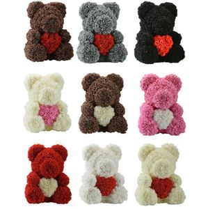 Party Hooff Rose Bear Heart PE Мыльная пена искусственный цветок роза медведь 25см 40 см для женщин Валентина свадьба рождения рождественский подарок