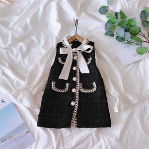 Gooporson Jesień Dzieci Ubrania Bow Tie Knit Z Długim Rękawem Princess Dress Party Urodziny Toddler Girls Costume Korean Vestidos 211231