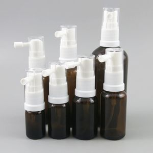 Hot Sale !! Amber Glass Nasal Mist Spray Flaskor med Näsa Sprayer Refillable Durable Prov Packaging 20pcs / Lot