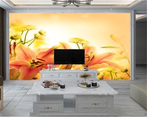 European And American 3d Wallpaper Living Room Mural Beautiful Lily Bedroom Custom Warm Color Photo Home Decoration UV Printing Any Size