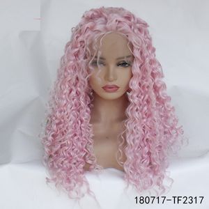 Afro Kinky Curly Synthetic Hair Lace Frontal Wig 14 ~ 26 inches Simulering Human Paryk 180717-TF2317