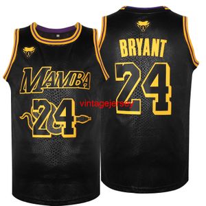 Mamba 24 Athletic Black Snakeskin Basketball Jersey Трикотажные изделия Black Panther # 1 T'Challa # 2 Killmonger Сшитые 90-е Хип-хоп Мода Спорт