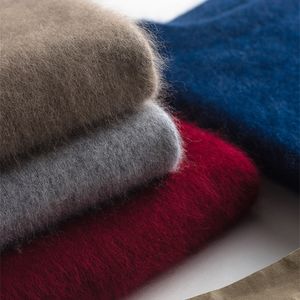 Zocept zima Gruba Solidna O-Neck Sweter Mężczyźni Ciepłe Mink Cashmere Pullover Casual Swipers do męskiej marki Knitwear Topy 1958 201022