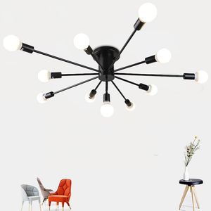 Ljuskronor vintage metall stjärna ljuskrona belysning fixtur retro spindel semi flush montering taklampa modern sputnik hemljus