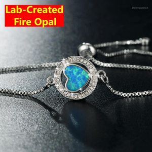 Charm armband luxe mystisk överlägg cz blå eld opal för tonåring flickor eller kvinnor längden kan justeras1