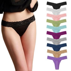 10 pcs / pacote elegante laço de algodão mulheres g-string thong plus size calcinha cueca sexy modis cuecas senhoras lingerie lj200822