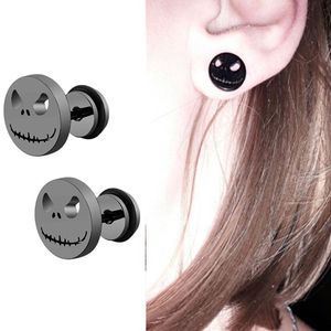 Stud Skull Evil Smile Earrings Halloween Skeleton Ear Piercing Jewelry With Jack Skellington Face For Men Unisex