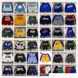 Bost All Team Just Don Basketball Shorts Mesh Retro LosAngeleLaker Short Sport Purple Black White Yellow Hip-Pop Pants With Pocket Zipper