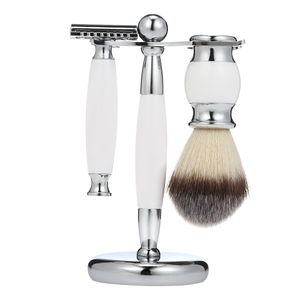 Wholesale razor brush stands for sale - Group buy Zinc Alloy Portable Useful Shaving Razor Brush Holder Stand In White Handle Shaving Tool Kit WShaving Tool