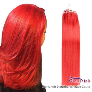 Consigli sani #Red Loop Micro Anello Estensioni dei capelli umani Remy 50 g/set 100 fili Micro perline in silicone Capelli lisci naturali brasiliani