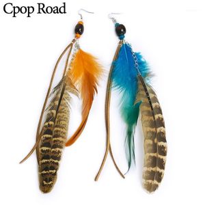 Dangle & Chandelier Cpop Long Vintage Boho Feather Earring For Women Ethnic Beads Leather Tassel Jewelry Accessories Gift Wholesale1