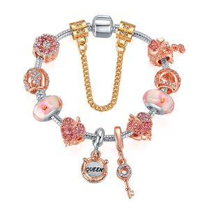 Strands Fashion Rose Gold rosa rosa perle floreali abbaglianti regina in perline di gioielli fai -da -te all'ingrosso