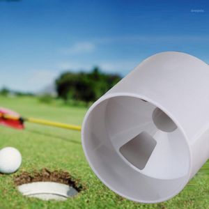 Commercio all'ingrosso- nuovo golf allenamento aiuti in plastica bianca Plastica del cortile di plastica Pratica del campo da golf Pole tazza bandiera bastone mettendo il flagstick verde1