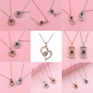 100 languages Pendants I Love You Projection Necklace Romantic Love Memory Wedding Pendant Necklaces Gifts 59 Styles Party Favor HH9-3736