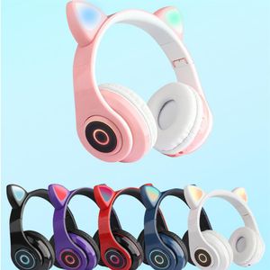 LED Cat Ear Noise Cancelling Headphones Bluetooth 5.0 Young People Kids Headset Support TF Card 3.5mm Plug With Mic for Gaming DHL a30