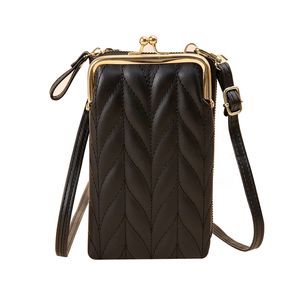 Novo Saco de Telefone Móvel Feminino Moda Coreana Multifuncional Crossbody Ombro Zipper Cor Simples Mini Carteira