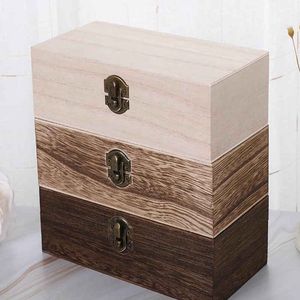 Large Wooden Storage Box Log Color Scotch Pine Rectangular Flip Solid Wood Gift Box Handmade Craft Jewelry Case 20x10x6cm