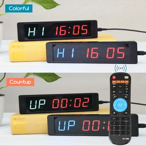 6- Digit 5v Gym Led Timer Stopwatch With Remote For Gym Fitness Training Ideal Interval Timer Clock ,with Wall Mount Brackets