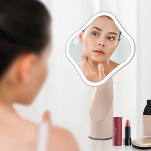 Make-up-kosmetikspiegel großhandel-Schönheitselemente beleuchtete Tisch Make up Spiegel mit LED Leuchten sguten tragbarer Waschtisch x Vergrößerung wiederaufladbares intelligentes Kosmetik