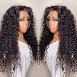 Deep Wave Transprent 13x6 Lace Front Human Hair Wig Loose Curly 360 Frontal Remy Pre Plucked Water Wave Silk Top Full Laces