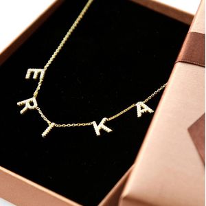 Crystal Pendant Custom Name Necklace Pendant Necklace Personalize Zircon Letter Necklace For Women Jewelry Gift Dropshipping 0927