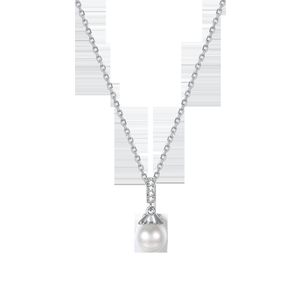 女性のためのZemior 925スターリングシルバーペンダントネックレスロータスはその真珠の立方体ジルコニアネックレスパーティーファインジュエリーQ0531を保持しています
