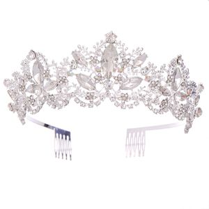 2022 Brudbröllop Headpieces Silver Gold Sweet 15 Girls Wear Tiara 5.5 * 37cm Kristaller Rhinestones Lady Pageant Crown Födelsedag Jul Quinceanera Quince Tiara