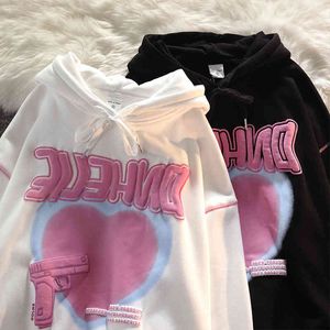 새로운 까마귀 플러스 벨벳 2021 여성 힙합 streetwear 낙서 심장 편지 곰 인쇄 스웨터 겨울 하라주쿠 펑크 톱니