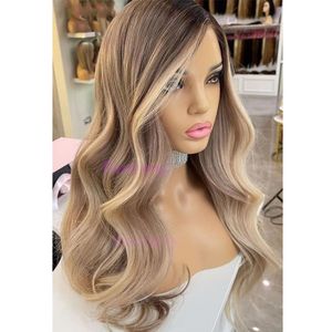 HD Blond Human Hair Spets Front Wig Wavy and Straight Frontal Wigs Platinum White Highlights Brazilian Remy Hair for Women