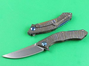 Ny High End 8.66 tum Flipper Folding Kniv D2 Stone Wash Blade Fire Finish TC4 Titan Alloy Handtag Kullager Knivar