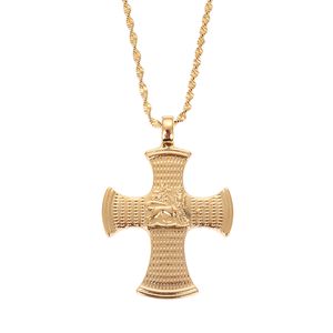 Ethiopian Lion Cross Pendant Necklace For Women Men Africa Ethiopia Lion Map Jewelry