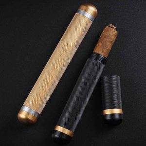 50PCS Cigar Tube Enkelhållare Portabel Urltra Light Metal Mini Cigars Humidor Black Gold Aluminium Tubes