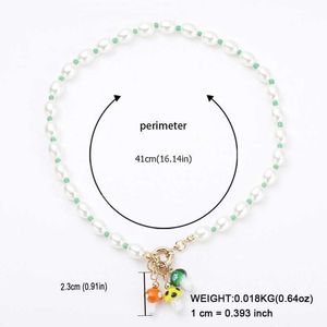 Mushroom Chain Imitation Fashion Pearl Bead Necklace For Women Charm Pendant Necklace Handmade Choker Jewelry