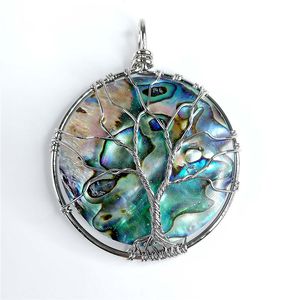 Baum des Lebens Anhänger Abalone Natürliche Paua Muschel Pfau Abalone Kreis Rund Bio Cabochon 5 Stück