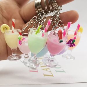 Bebida de resina criativa Bebida de fruta Keychain pingente, simulação suco saco de copo ornamento presente atacado