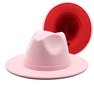 Mulheres Chapéus Inverno Outono Duas Cor Diferente Dentro de Chapéus Fedora Com Banda Ampla Brim Jazz Caps Formais Fascinator New Winter Bonés