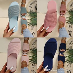 2022 Plus Size Primavera e Verão Mulheres Chinelos Voando Tecido Flat Bottom Anti-Skid Pu Casual Beach Shoes