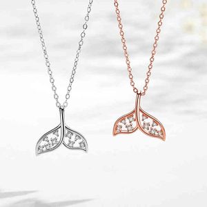 Русалка ожерелье женское стерлинговое серебро персонализированные творческий хвост подвесной ключица цепь мода онлайн 925 подвеска