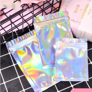 20pcs Small holographic baggies One Side Clear Aluminium Foil plastic bags1