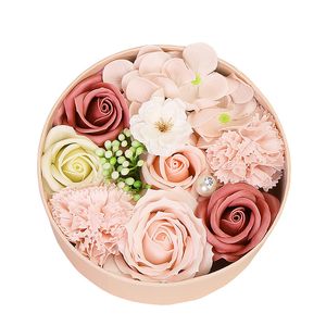 Festive Party Supplies Scented Soap Rose Artificial Fragrant Petals Flower Round Shaped Gift Box Wedding Decor Valentine Day Gift for Girlfriend