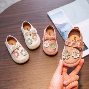طفل أحذية فتاة 0-1-3 سنوات من العمر الرضيع فتاة أحذية الزهور مع الزهور لينة جلد الطفل المشي الأحذية المضادة للسرعة D04071 201130