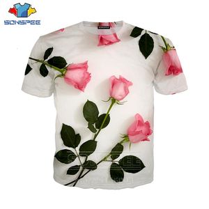 Kwiat Rose T Shirt Lato Mężczyźni Kobiety Hiacynt Bluza 3D Druku Krótki Rękaw Hip Hop Streetwear Topy O Neck Pullover C047-2