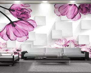 Modern blomma 3d tapet 3d kvadratisk rosa blomma tapet romantisk blomma dekorativa silke klassiker 3d tapeter