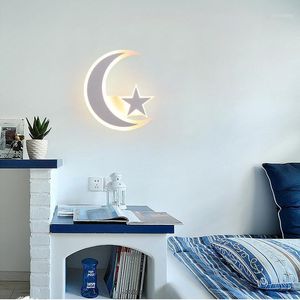 Lâmpada de parede da lua estrela para crianças quarto luzes de desenho animado Libeleiro de salto de corredor iluminação