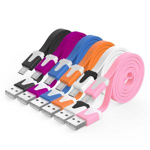 3M 2M 1M Noodle плоский Micro USB кабели кабели кабели шнурные шнуры USB зарядное устройство V8 линия зарядки для Android Samsung All Phone 6/7/8