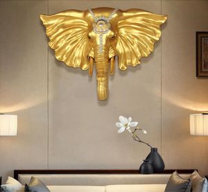 Elephant head wall hanging Decorative Objects European wall-pendant living room porch bar home wall background three-dimensional decoration