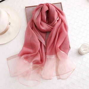 Hot 2022 Luxury Brand New Women's Scarf Fashion Lady Solid Silk Scarves Print Shawls and Wraps Pashmina Foulard Bandana Hijab Y220228